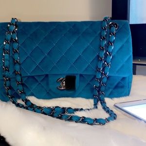 Teal suede fashion bag